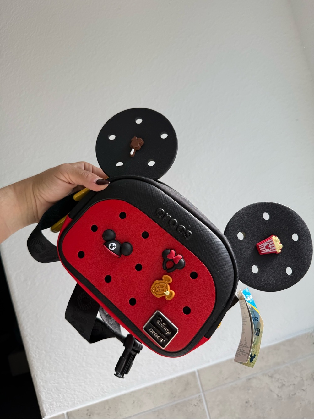 Crocs Red & Black Mickey Ear Fanny pack